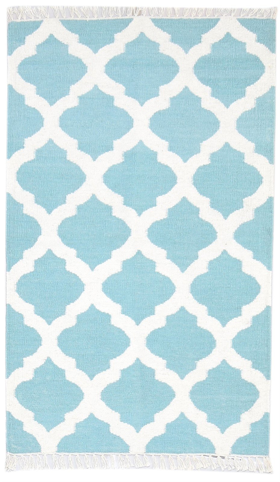 3' X 5' Rug Wool Blue Modern Dhurrie Moroccan Trellis Small Carpet   7864356274325