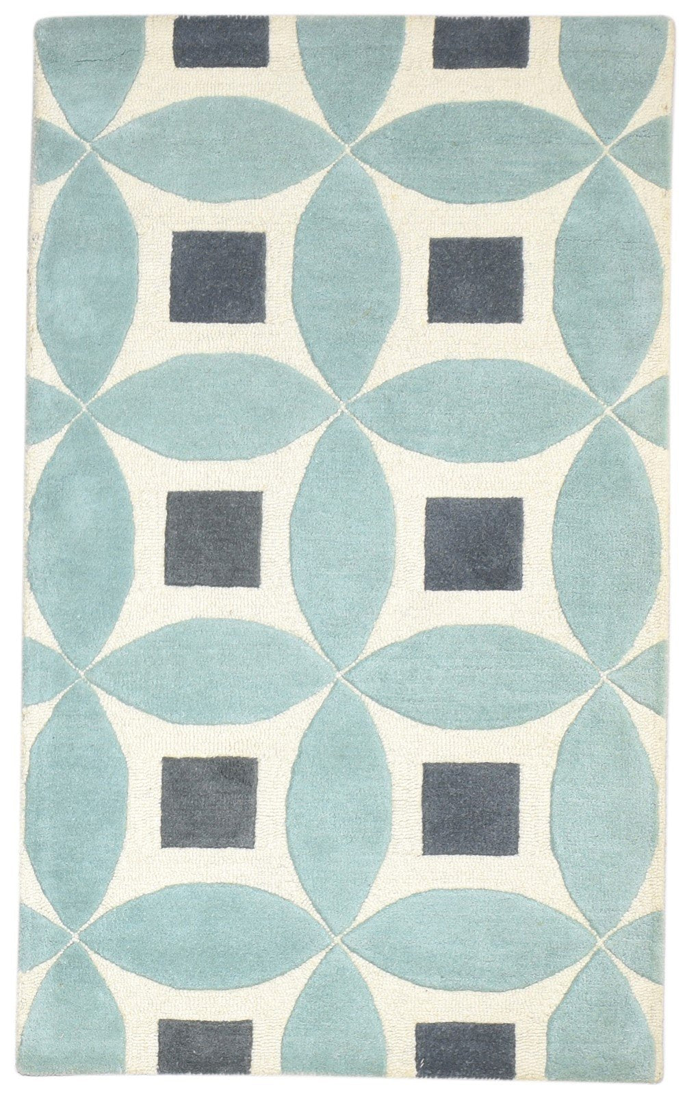 3' X 5' Rug Wool Blue Modern Hand Tufted Moroccan Geometric Room Size Carpet   7864306040981