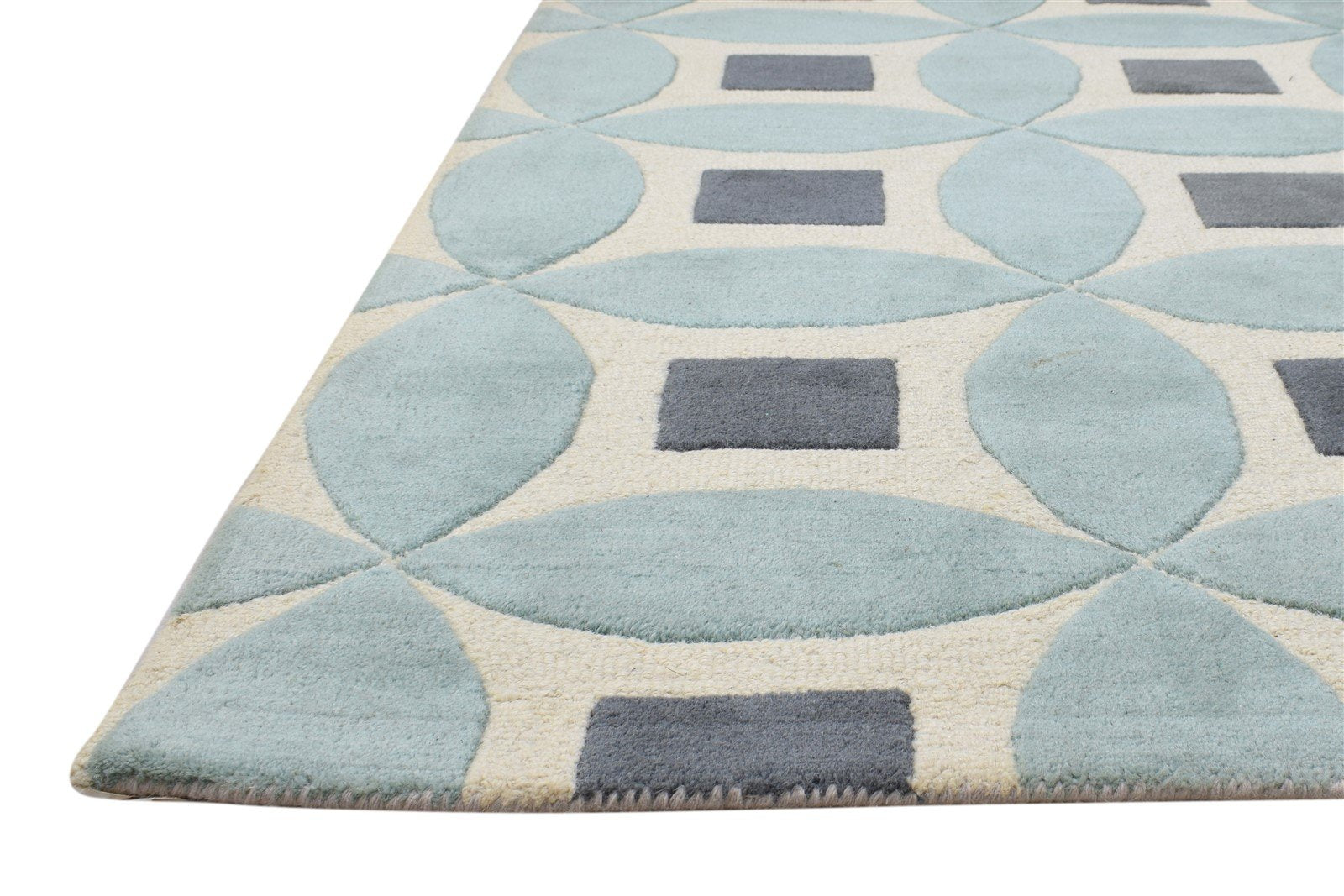 3' X 5' Rug Wool Blue Modern Hand Tufted Moroccan Geometric Room Size Carpet   7864306040981