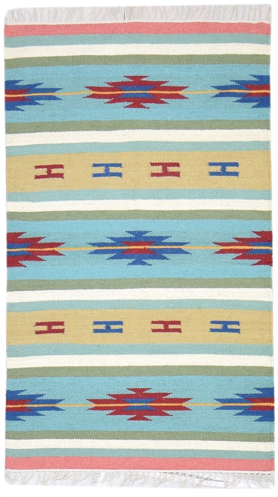 3' X 5' Rug Wool Blue Persian Dhurrie Oriental Tribal Small Carpet   7864493867157