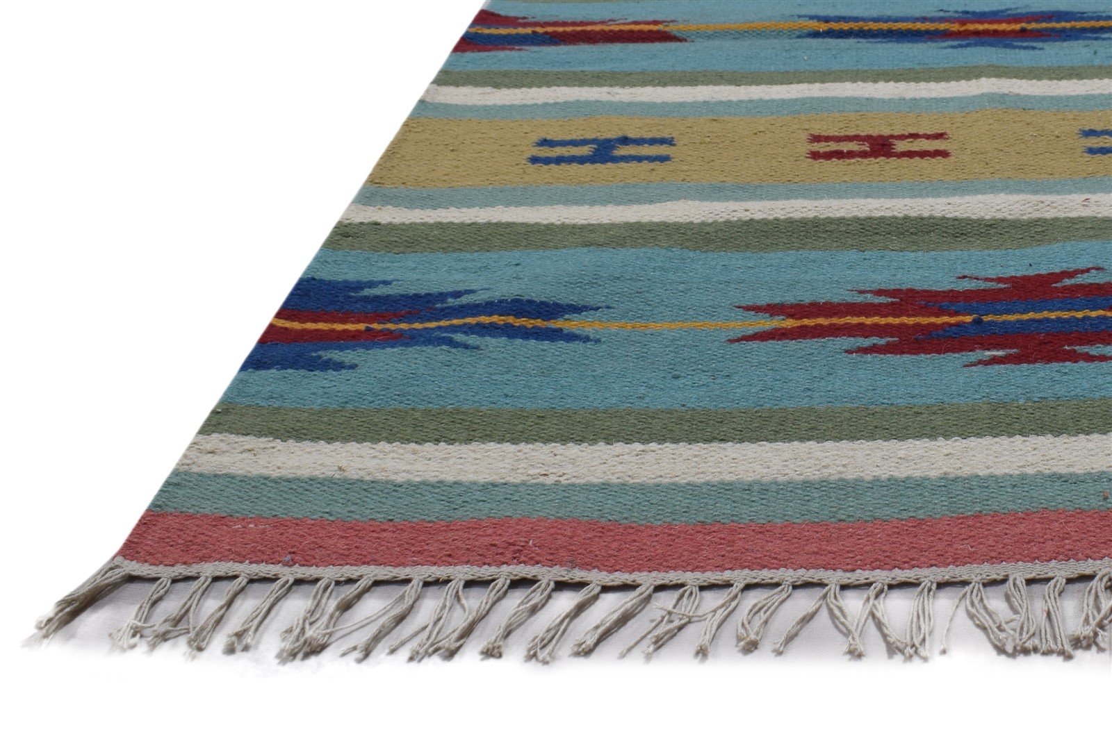 3' X 5' Rug Wool Blue Persian Dhurrie Oriental Tribal Small Carpet   7864493867157