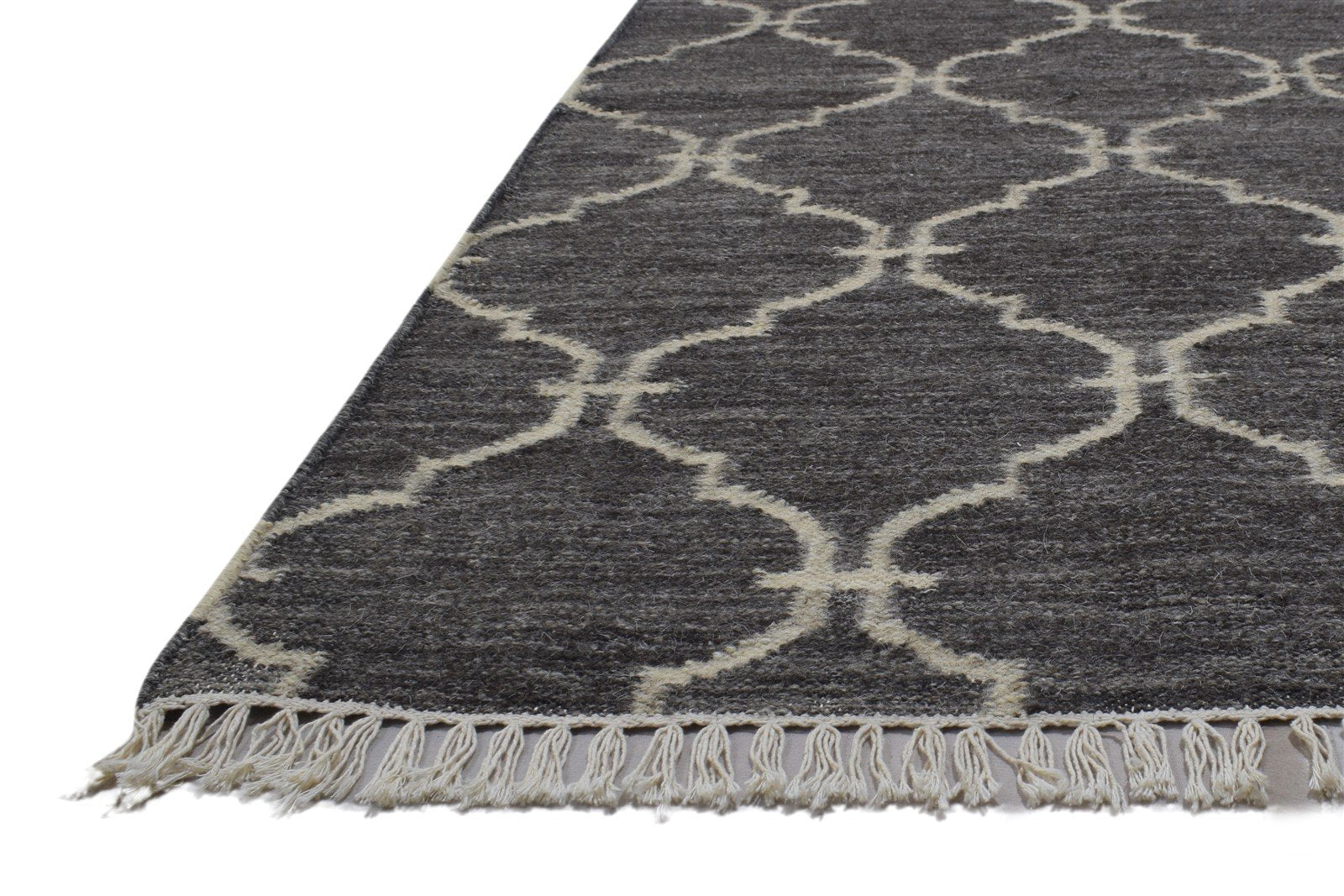 3' X 5' Rug Wool Charcoal Modern Dhurrie Moroccan Trellis Small Carpet   7864347918485