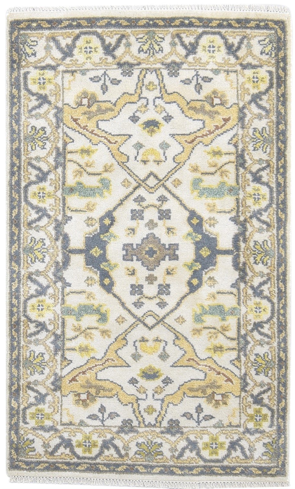 3' X 5' Rug Wool Cream Persien Hand Knotted Oushak Oriental Room Size Carpet   7864328061077