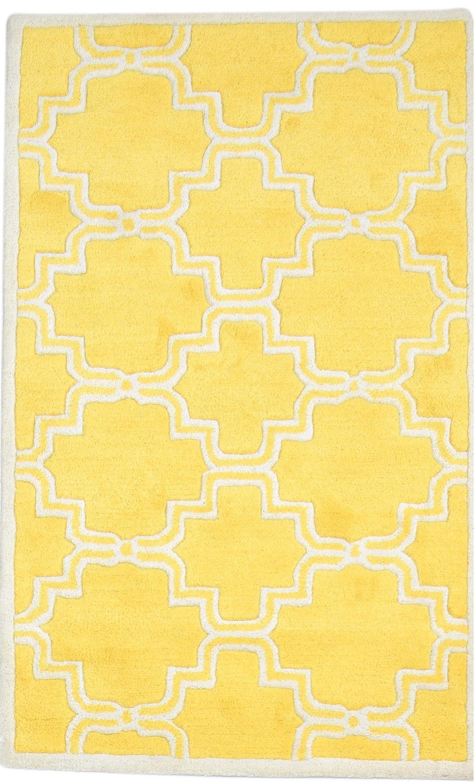 3' X 5' Rug Wool Gold Modern Hand Tufted Moroccan Trellis Room Size Carpet   7864142561429