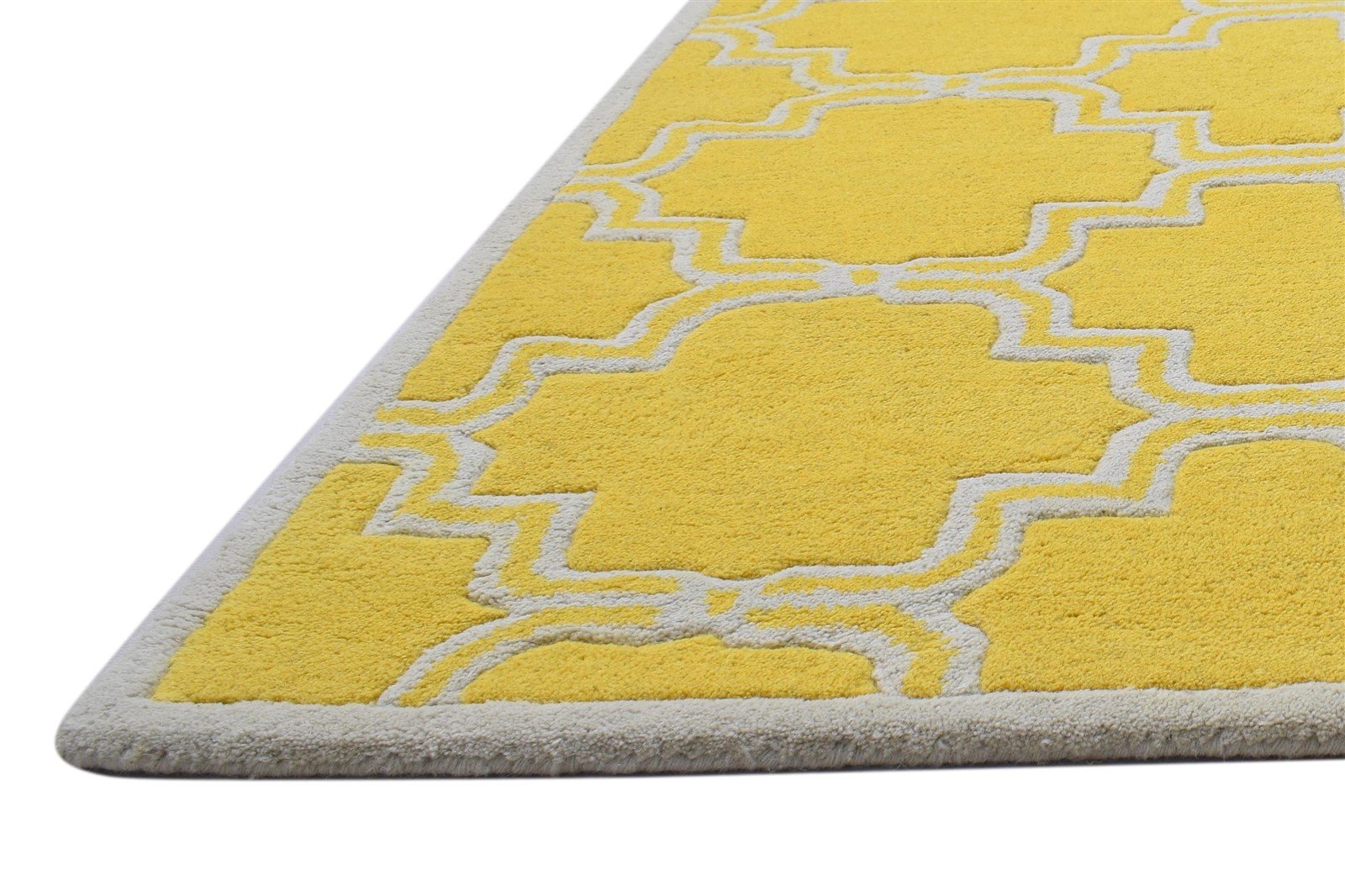 3' X 5' Rug Wool Gold Modern Hand Tufted Moroccan Trellis Room Size Carpet   7864142561429