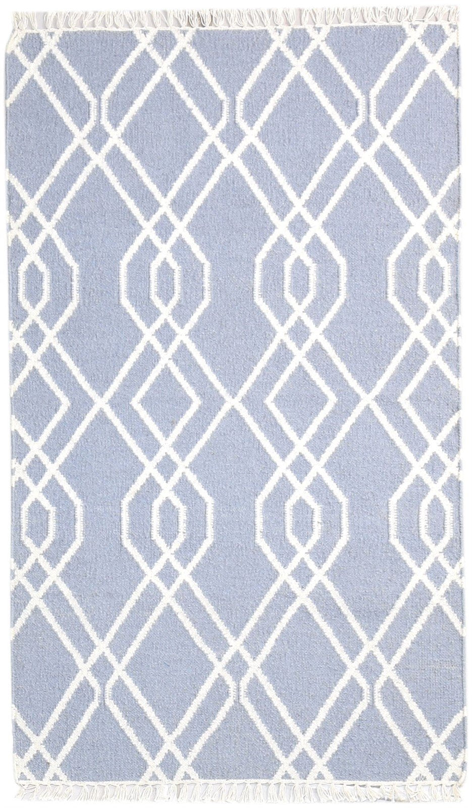 3' X 5' Rug Wool Grey Modern Dhurrie Moroccan Trellis Small Carpet   7865120620693