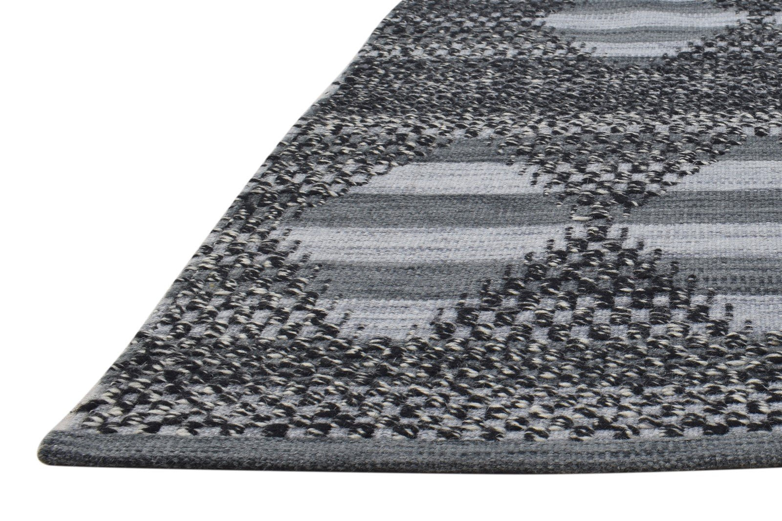 3' X 5' Rug Wool Grey Modern Hand Woven Scandinavian Striped Room Size Carpet   7864986337429