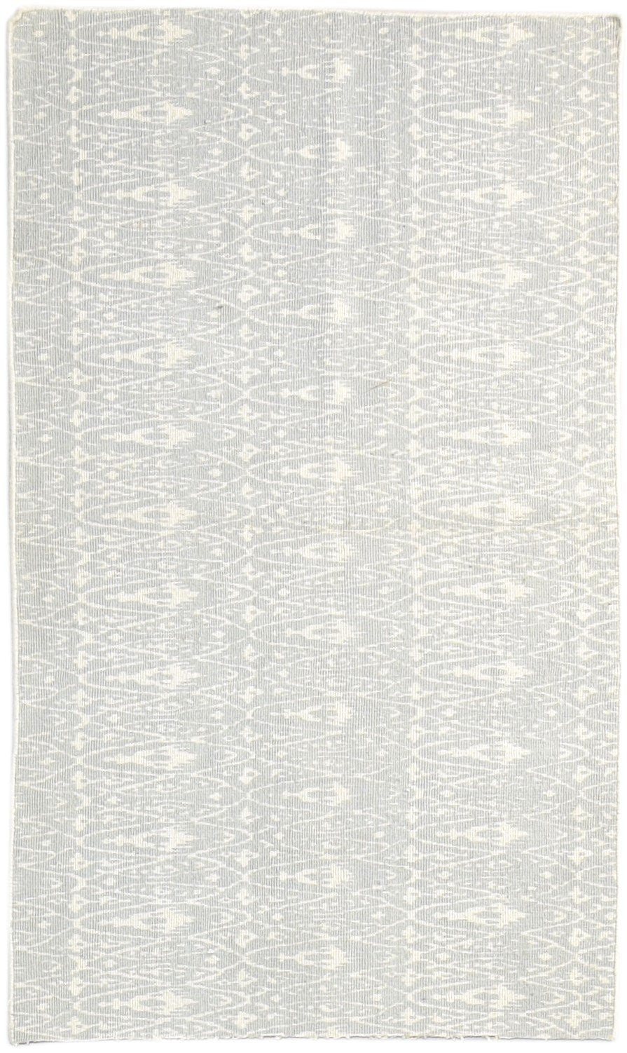 3' X 5' Rug Wool Grey Transitional Dhurrie Scandinavian Trellis Small Carpet   7865196085397