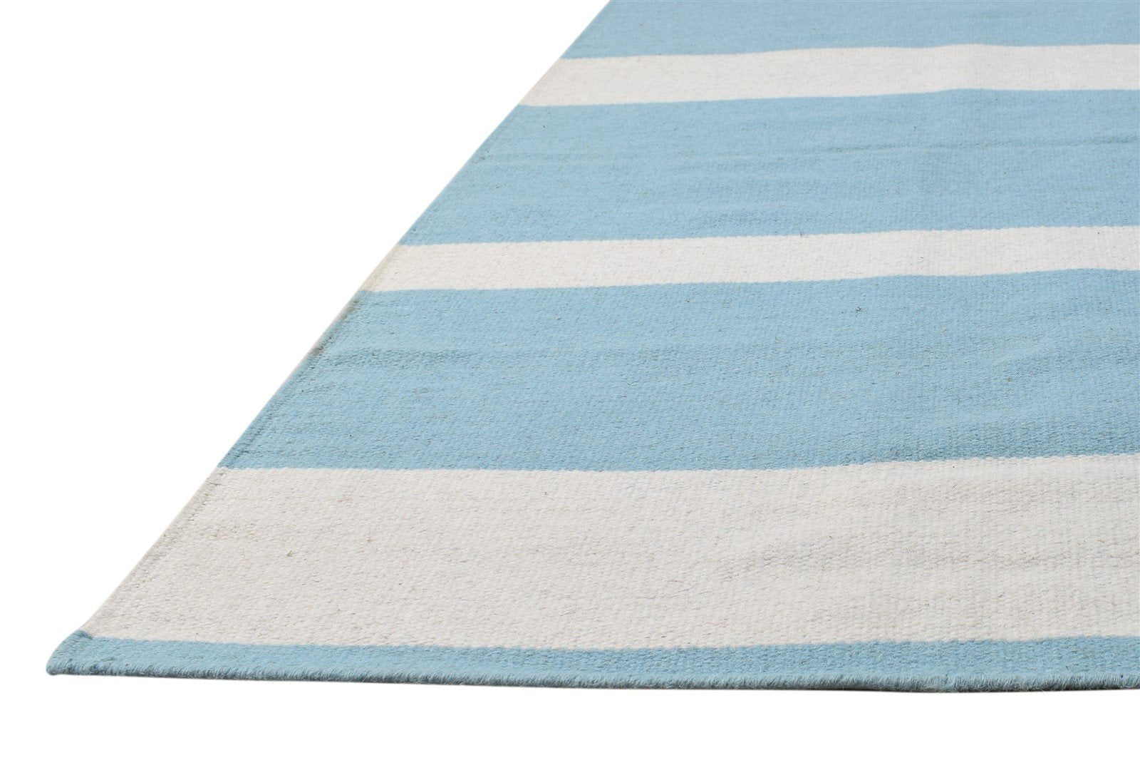3' X 5' Rug Wool Light Blue Modern Dhurrie Scandinavian Striped Small Carpet   7865196740757