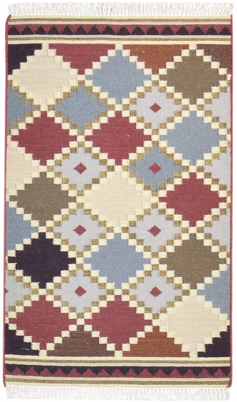 3' X 5' Rug Wool Multi Persian Dhurrie Southwestern Diamond Room Size Carpet   7864984830101