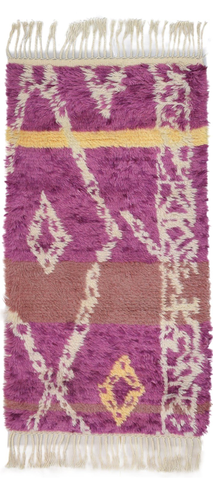3' X 5' Rug Wool Pink Shag Hand Knotted Moroccan Geometric Small Carpet   7864091377813