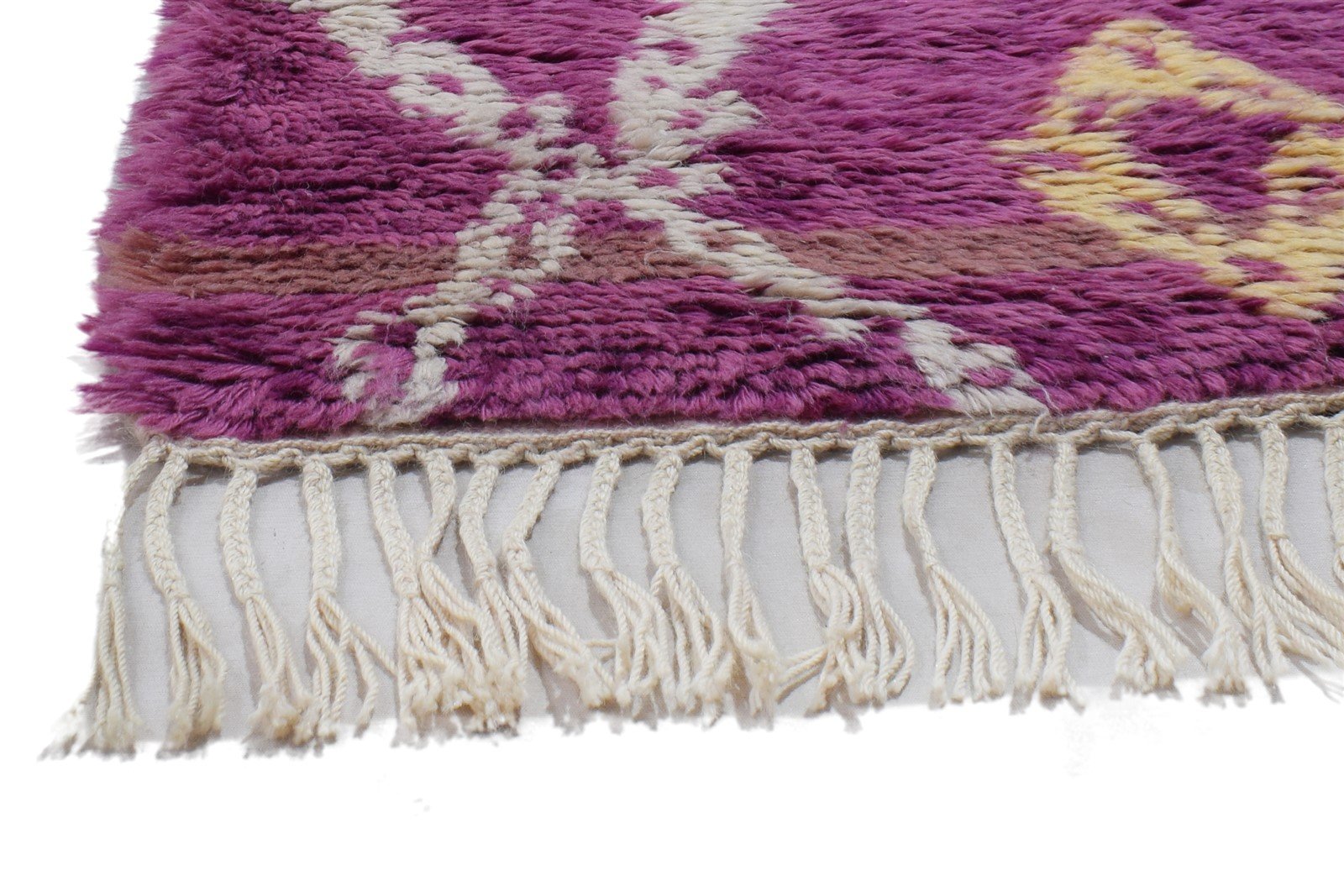 3' X 5' Rug Wool Pink Shag Hand Knotted Moroccan Geometric Small Carpet   7864091377813