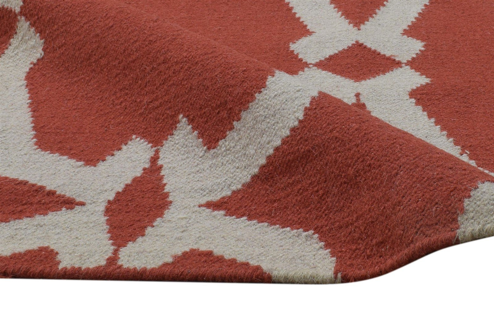 3' X 5' Rug Wool Rust Modern Dhurrie Scandinavian Nordic Room Size Carpet   7865197265045