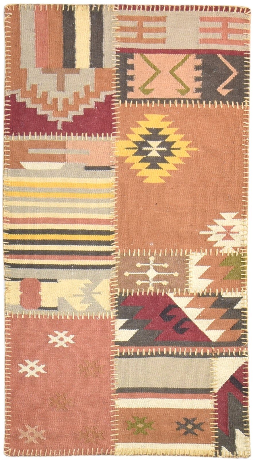 3' X 5' Rug Wool Rust Southwestern Dhurrie American Tribal Small Carpet   7865080316053