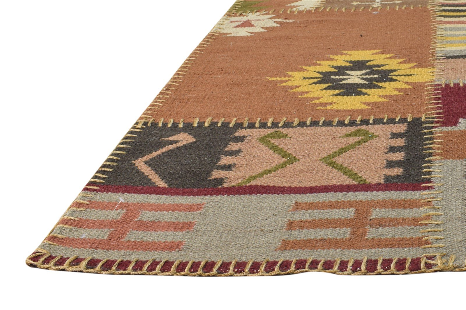 3' X 5' Rug Wool Rust Southwestern Dhurrie American Tribal Small Carpet   7865080316053