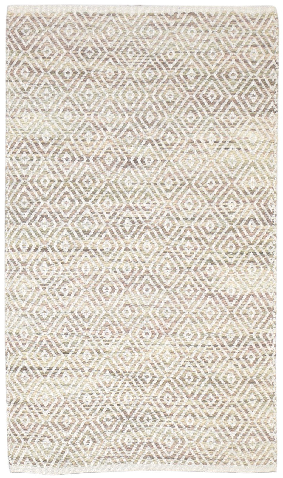 3' X 5' Rug Wool Sand Modern Hand Woven Scandinavian Diamond Small Carpet   7864931451029