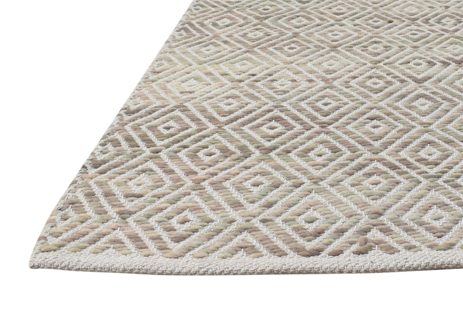 3' X 5' Rug Wool Sand Modern Hand Woven Scandinavian Diamond Small Carpet   7864931451029