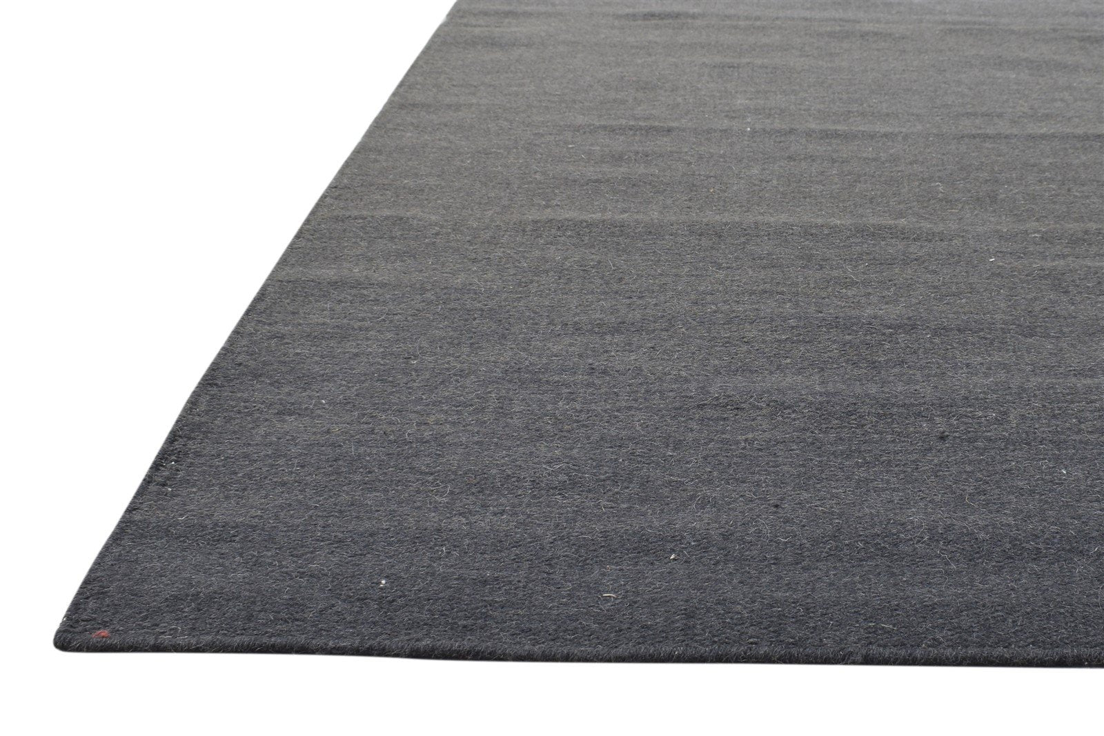 3' X 7' Rug Wool Charcoal Modern Dhurrie Scandinavian Solid Small Runner   7864672977045