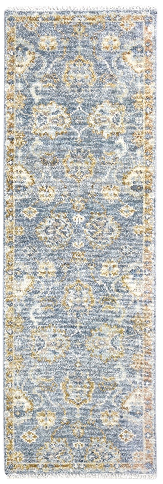 3' X 8' Rug Wool Blue Persian Hand Knotted Oushak Oriental Small Runner   7865016909973