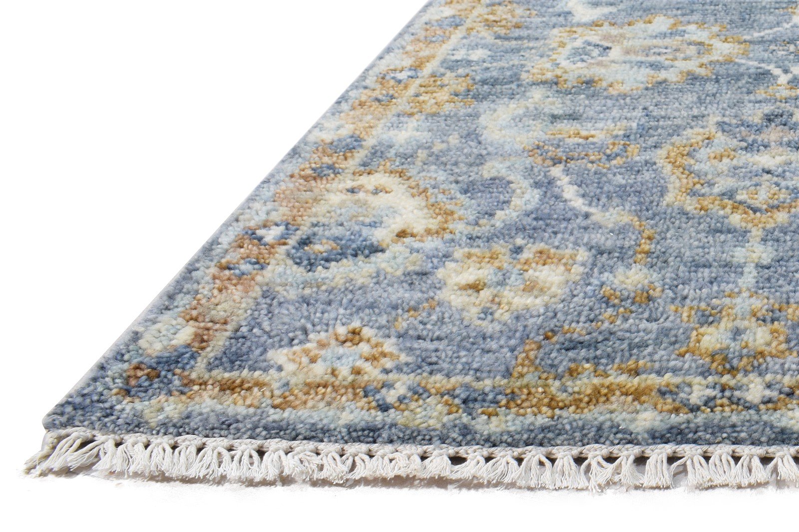 3' X 8' Rug Wool Blue Persian Hand Knotted Oushak Oriental Small Runner   7865016909973