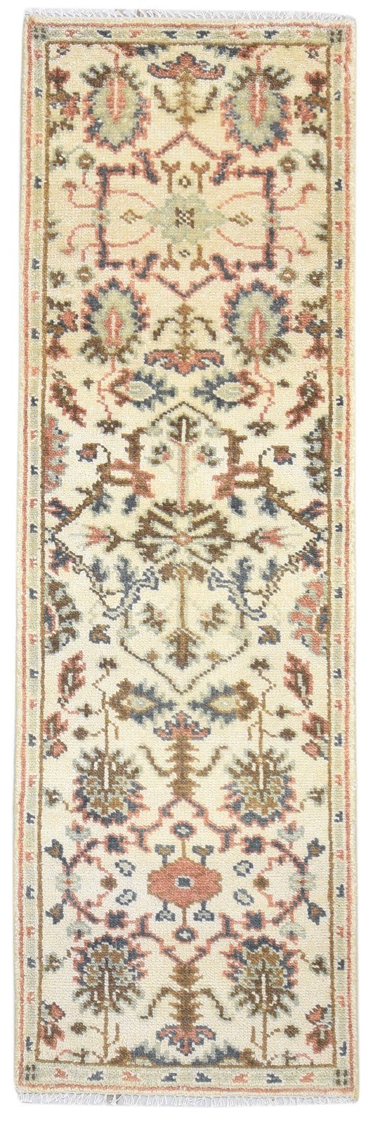 3' X 8' Rug Wool Cream Persian Hand Knotted Oushak Oriental Small Runner   7864828854421