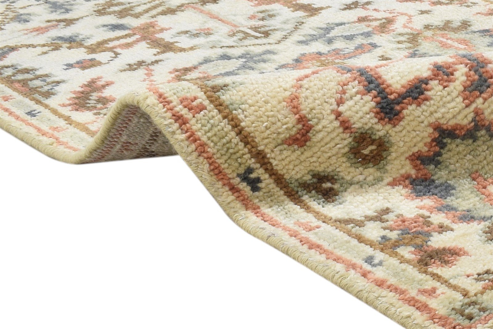 3' X 8' Rug Wool Cream Persian Hand Knotted Oushak Oriental Small Runner   7864828854421