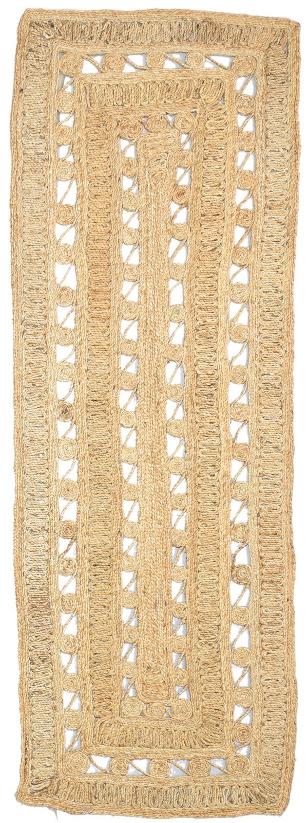 3' X 9' Rug Jute Beige Modern Hand Woven Scandinavian Solid Small Runner   7864311775381