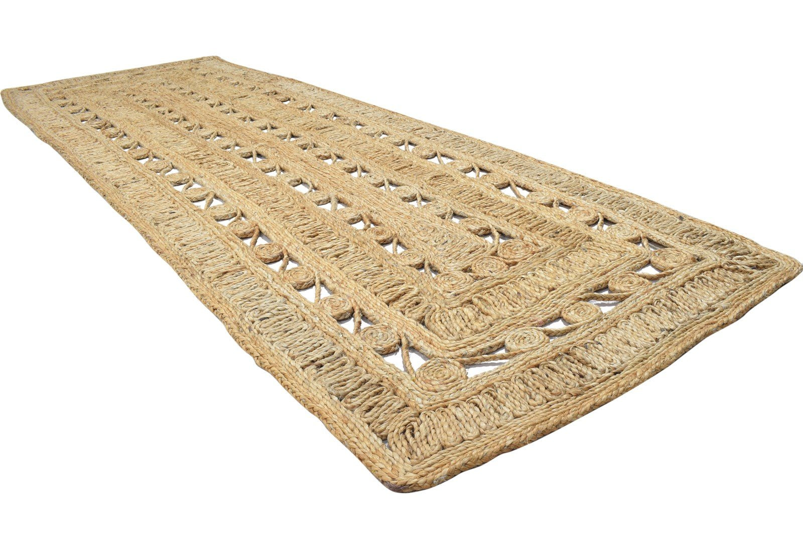 3' X 9' Rug Jute Beige Modern Hand Woven Scandinavian Solid Small Runner   7864311775381