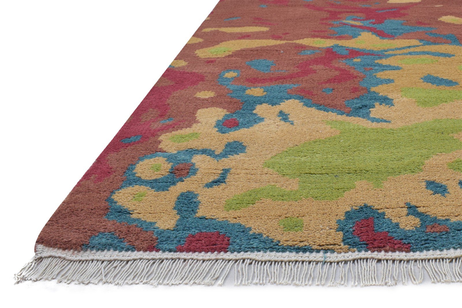 3' X 9' Rug Wool Red Modern Hand Knotted Bohemian Abstract Small Runner   7864315248789