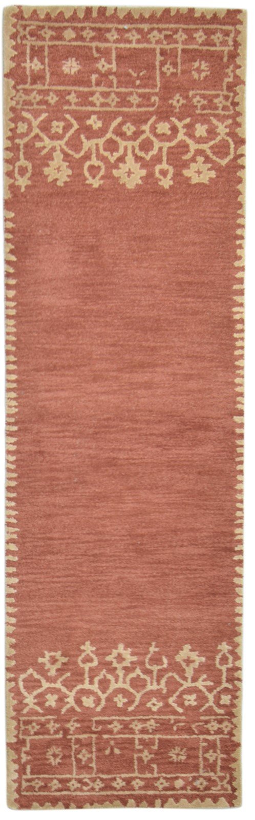 3' X 9' Rug Wool Rust Modern Hand Tufted French Floral Small Runner   7864122769557