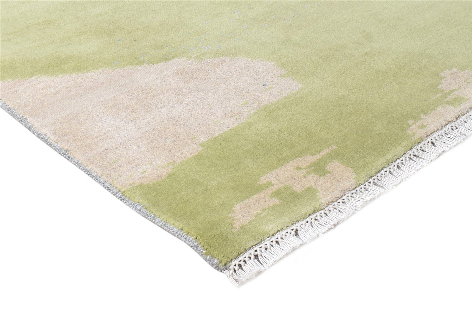 3X10 Rug Wool / Silk Green Modern Hand Knotted American Abstract Small Runner   7865148768405