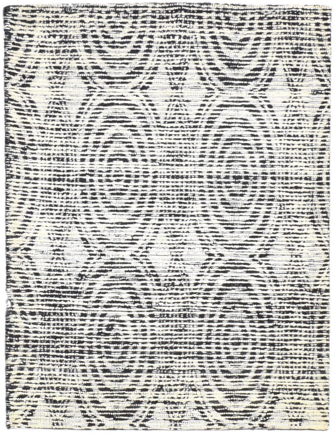 3X3 Rug Wool / Silk Black Modern Hand Tufted Scandinavian Circles Small Carpet   7864817352853