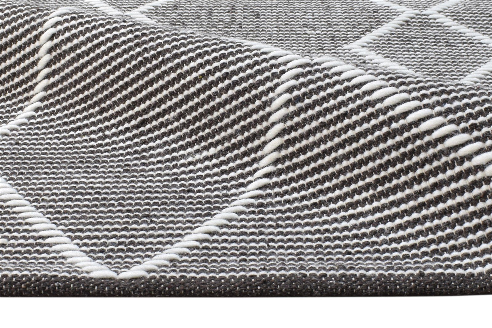3X4 Rug New Zealand Wool Charcoal Modern Hand Woven Scandinavian Geometric Small   7865179046037