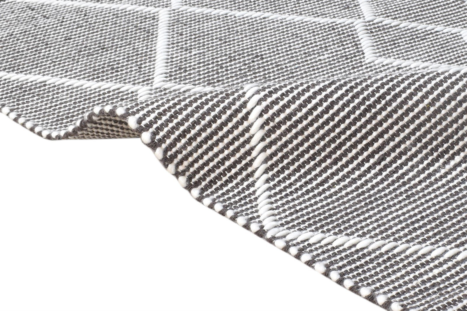 3X4 Rug New Zealand Wool Charcoal Modern Hand Woven Scandinavian Geometric Small   7865179046037