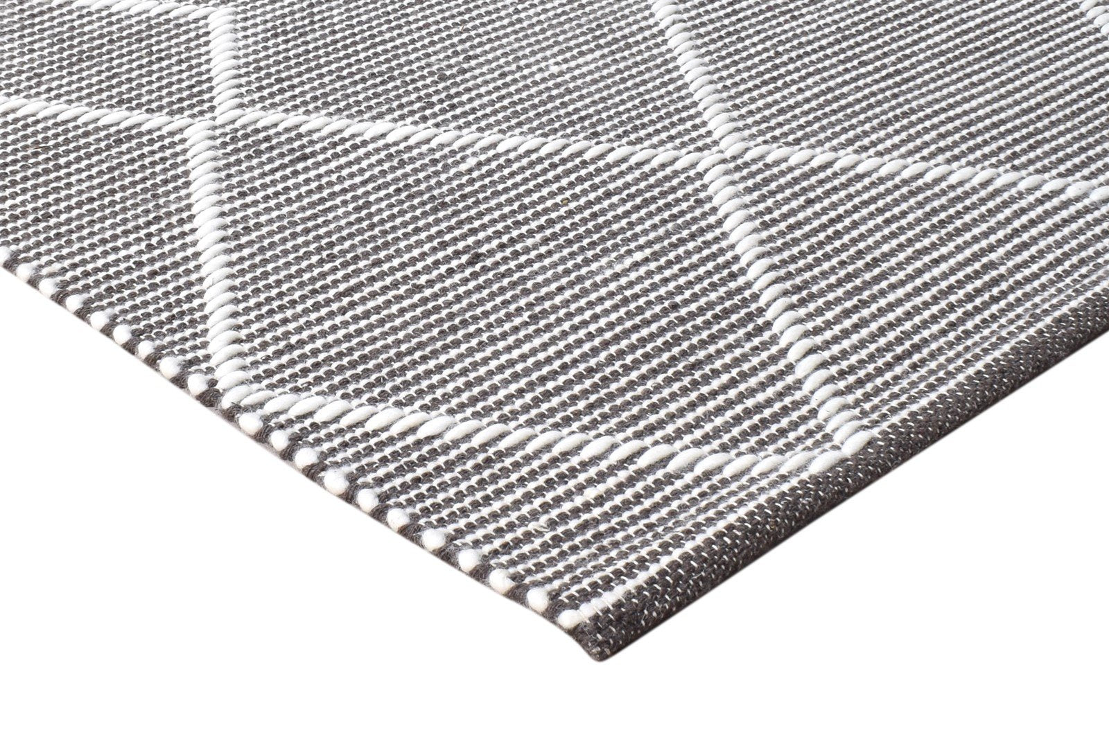 3X4 Rug New Zealand Wool Charcoal Modern Hand Woven Scandinavian Geometric Small   7865179046037
