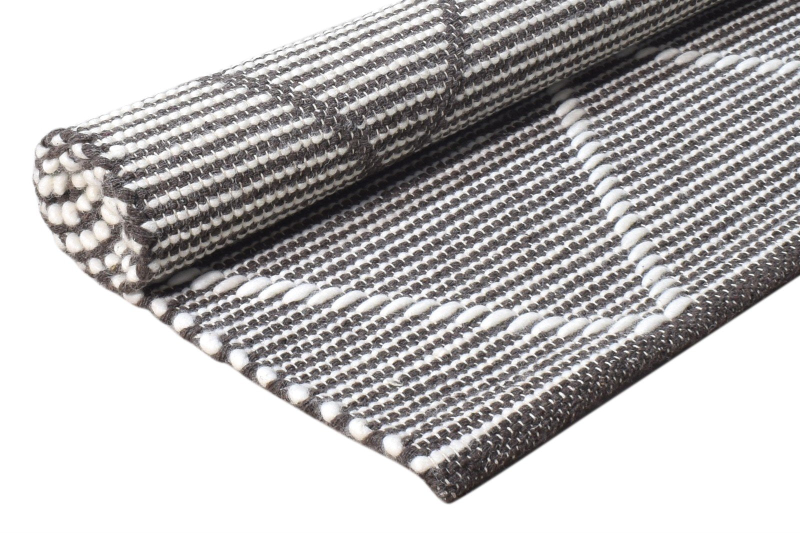 3X4 Rug New Zealand Wool Charcoal Modern Hand Woven Scandinavian Geometric Small   7865179046037