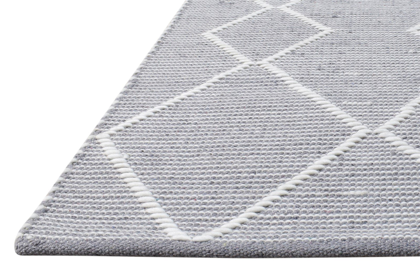 3X4 Rug New Zealand Wool Grey Modern Hand Woven Scandinavian Geometric Small   7865178554517