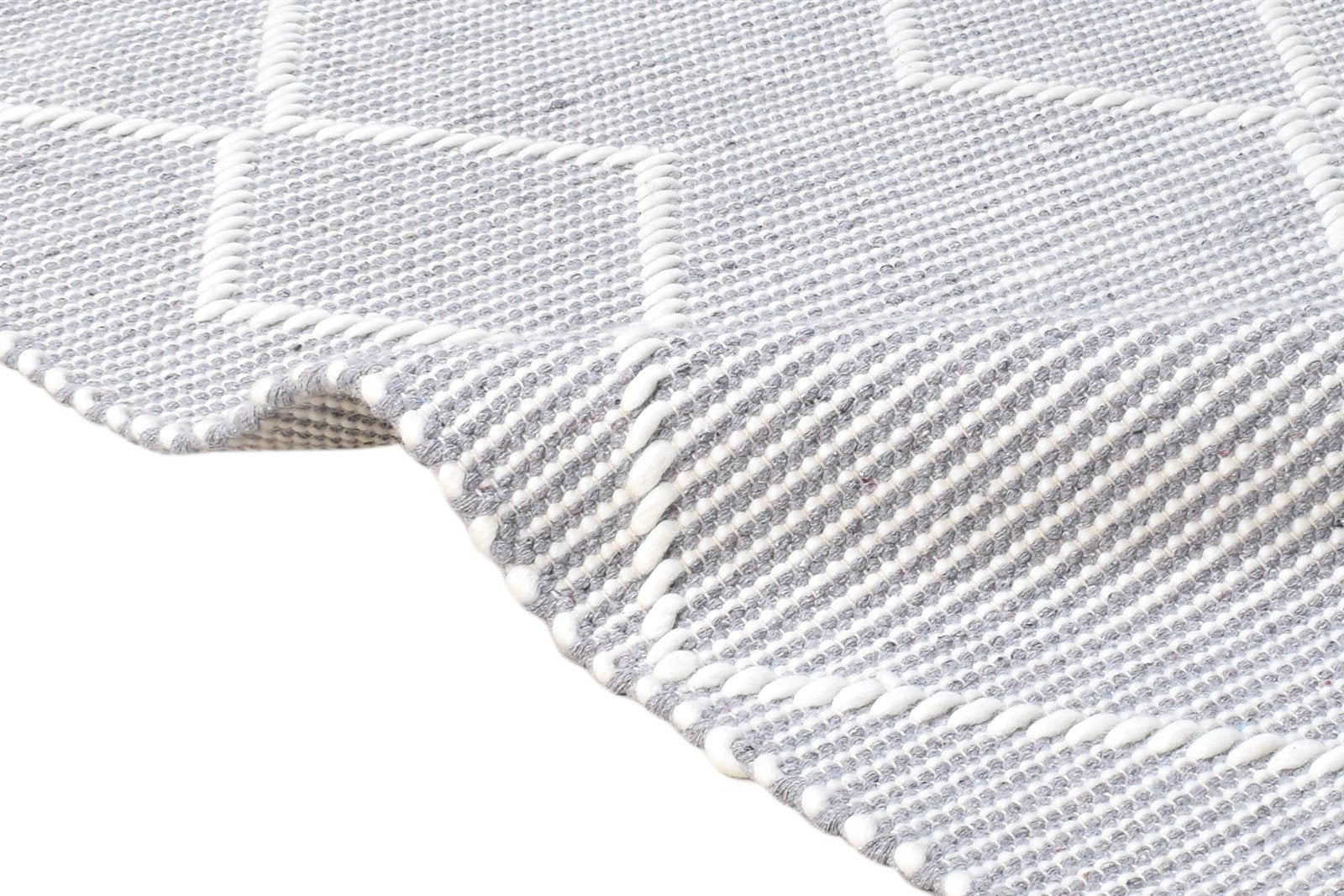 3X4 Rug New Zealand Wool Grey Modern Hand Woven Scandinavian Geometric Small   7865178554517