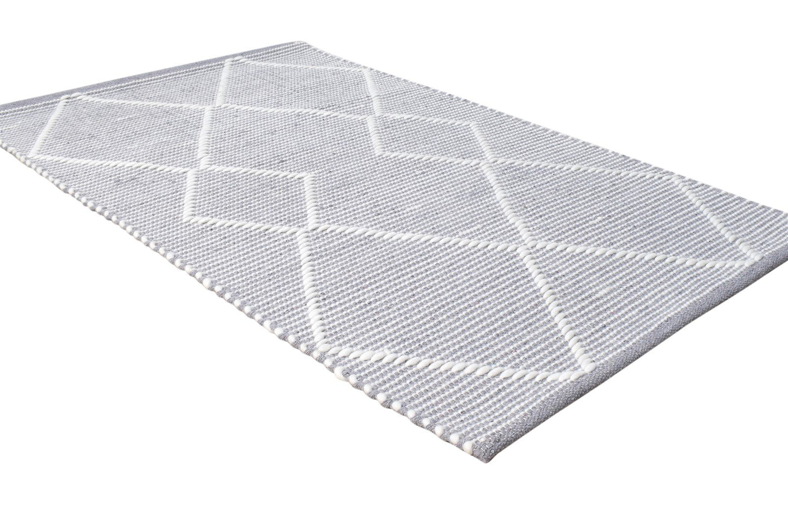3X4 Rug New Zealand Wool Grey Modern Hand Woven Scandinavian Geometric Small   7865178554517