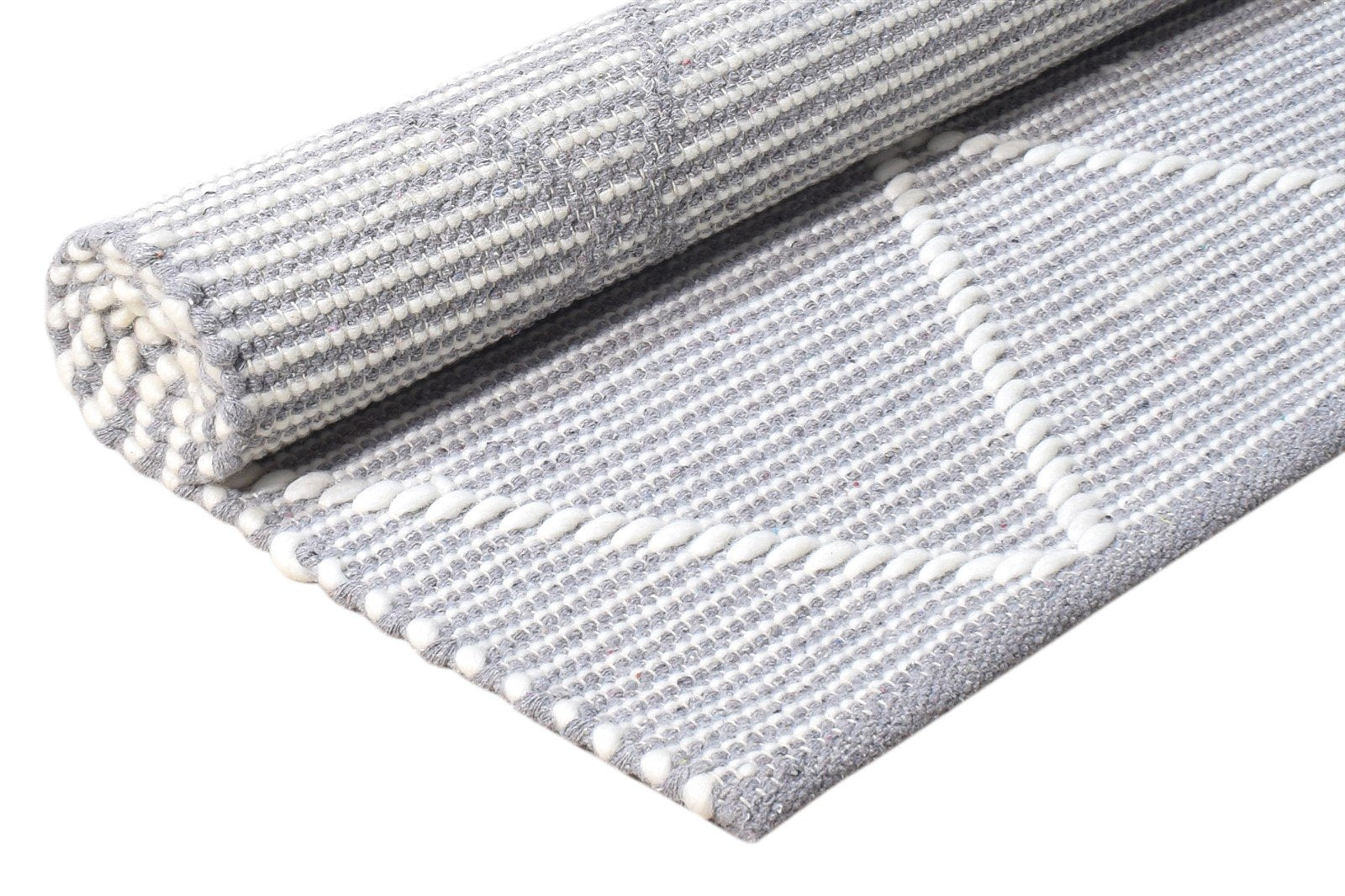 3X4 Rug New Zealand Wool Grey Modern Hand Woven Scandinavian Geometric Small   7865178554517