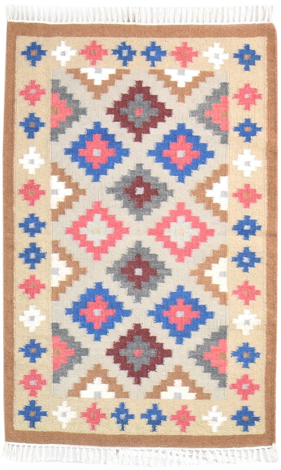 3X5 Rug Wool Multi Color Southwestern Dhurrie American Tribal Room Size Carpet   7865123700885