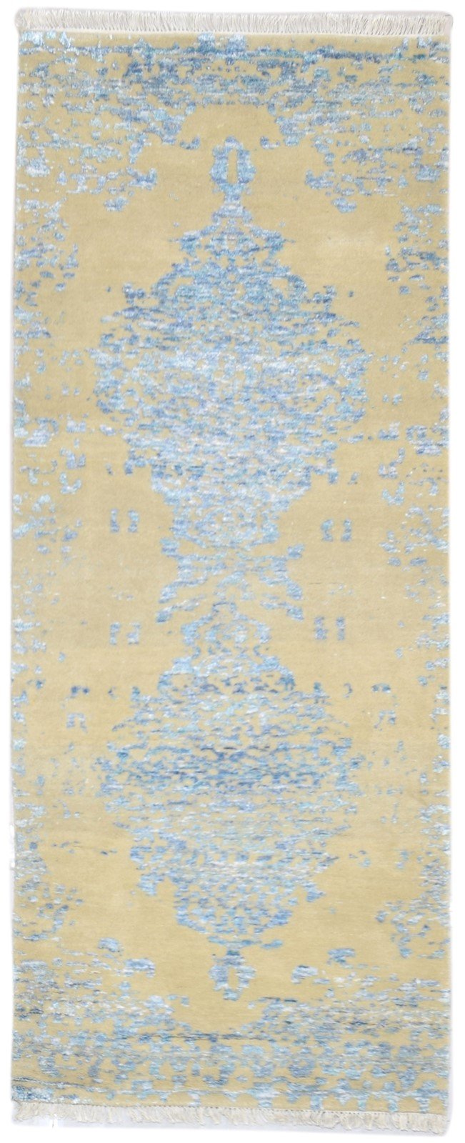 3X6 Rug Wool / Silk Beige Modern Hand Knotted Scandinavian Abstract Small   7864100159637