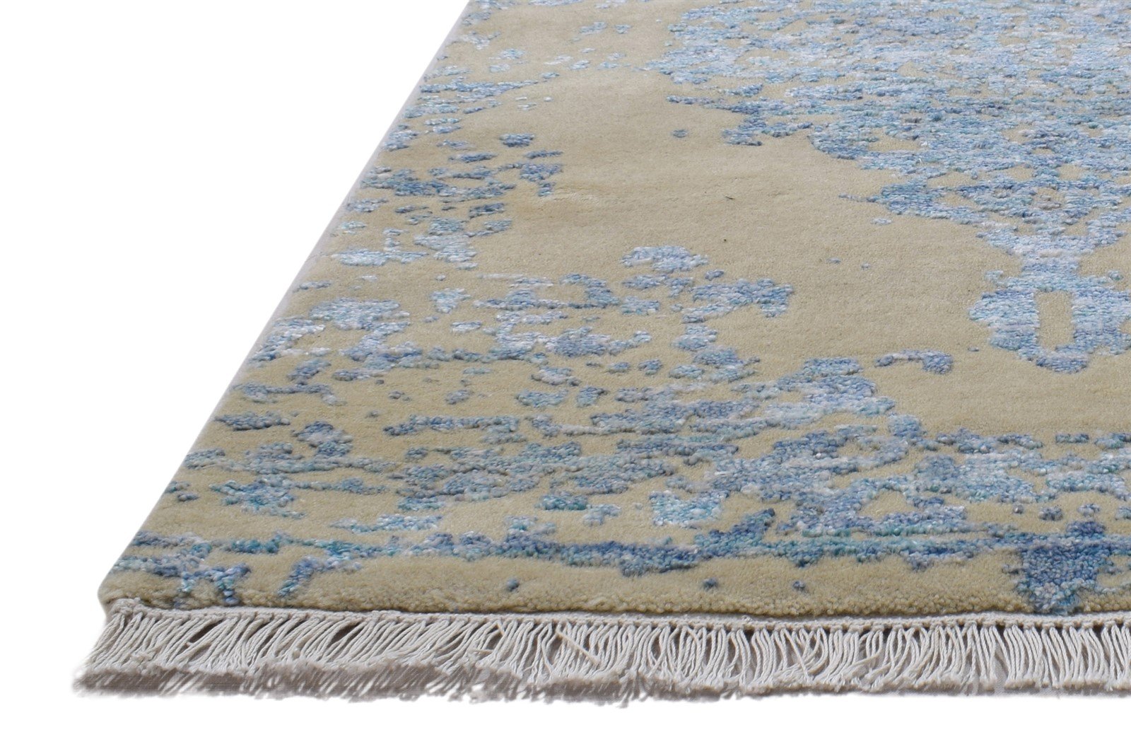 3X6 Rug Wool / Silk Beige Modern Hand Knotted Scandinavian Abstract Small   7864100159637