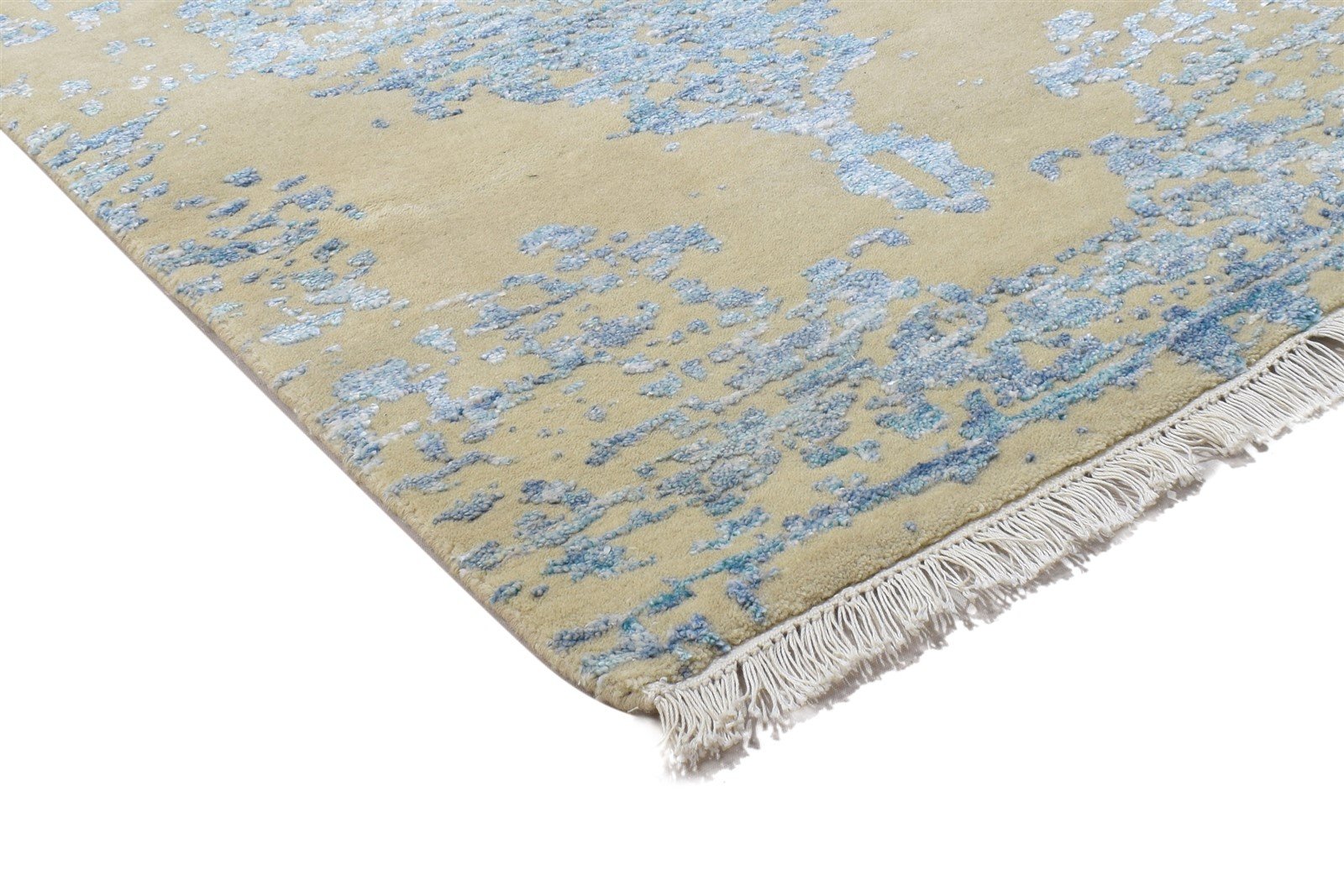 3X6 Rug Wool / Silk Beige Modern Hand Knotted Scandinavian Abstract Small   7864100159637