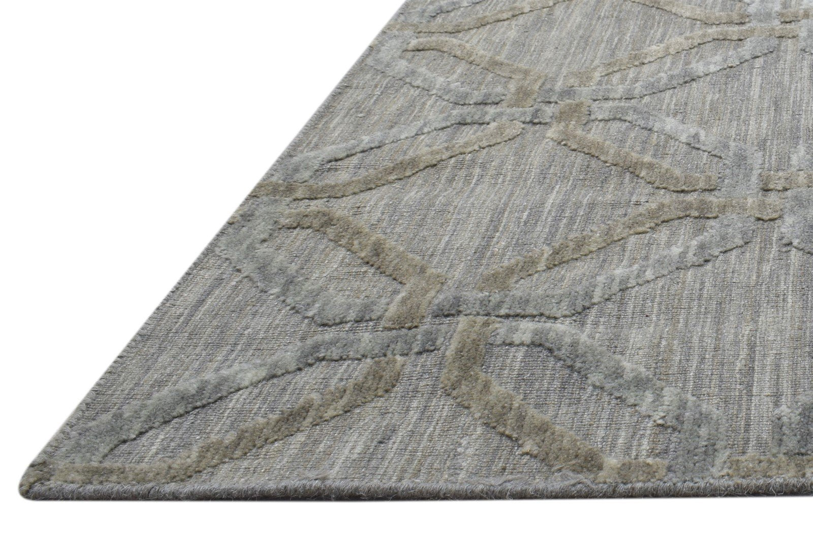 3X6 Rug Wool Silk Grey Modern Jacquard Loom Scandinavian Geometric Small Carpet   7864147116181