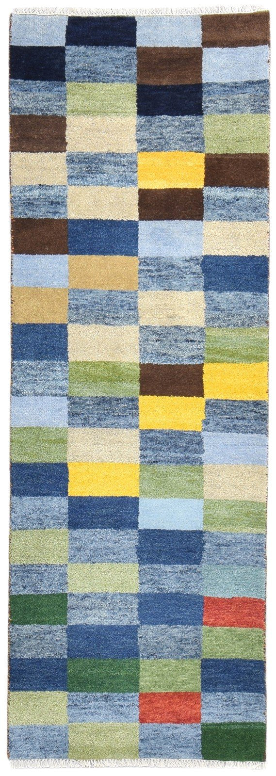 3X8 Rug Wool Multi Color Modern Hand Knotted Scandinavian Geometric Small Runner   7865065668757