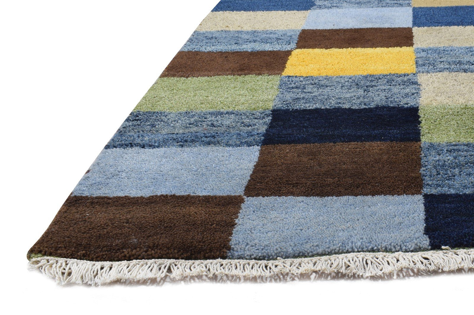 3X8 Rug Wool Multi Color Modern Hand Knotted Scandinavian Geometric Small Runner   7865065668757
