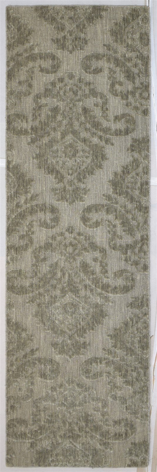3X8 Rug Wool Silk Brown Modern Jacquard Loom Scandinavian Damask Small Runner   7864147411093