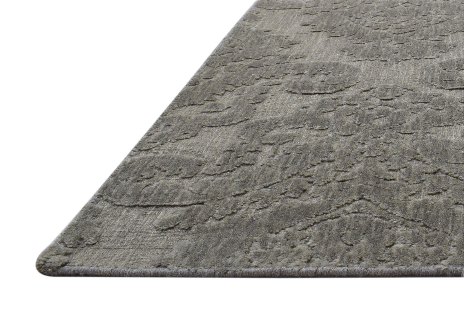 3X8 Rug Wool Silk Brown Modern Jacquard Loom Scandinavian Damask Small Runner   7864147411093