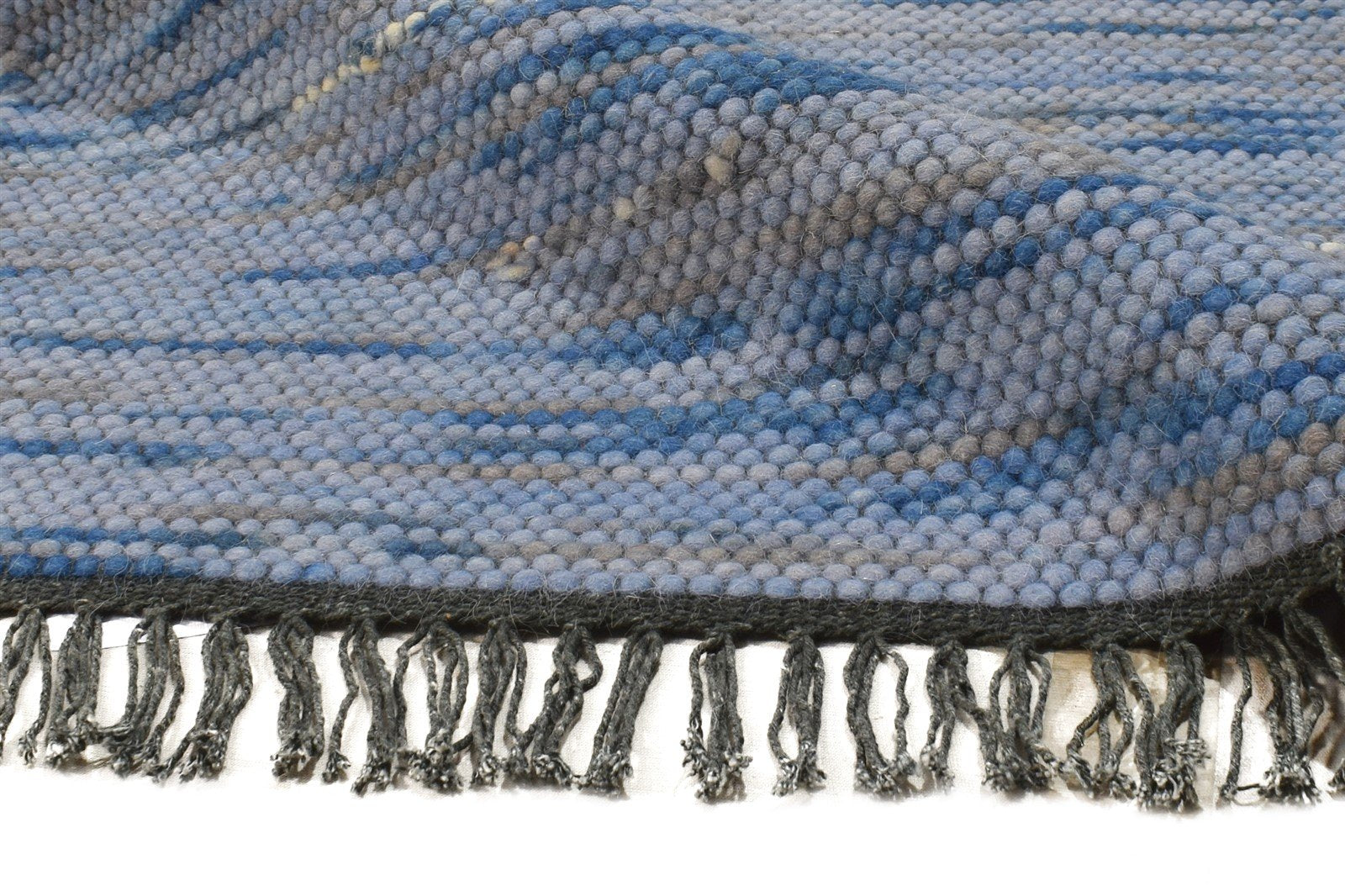 4' X 3' Rug Wool Blue Modern Hand Woven Scandinavian Abstract Room Size Carpet   7865071566997